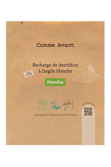 Dentifrice à l'Argile Blanche - Menthe - Comme Avant - Format Classique