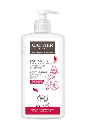 Lait Corps Bio Revitalisant - Huile de Carthame & Fleur de Cerisier - Cattier